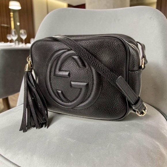 Gucci Handbags - AUTHENTIC GUCCI SOHO DISCO SMALL BLACK LEATHER CROSSBODY BAG “GG” LOGO